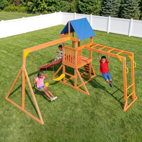 SUNIBOXI Wooden Swing Sets for Backyard, Kids Outdoor...