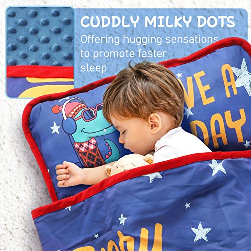 TANOSHII® Toddler Nap Mat with Pillow and Blanket, Portable Kids Sleeping Mats for Daycare, Preschool, 21