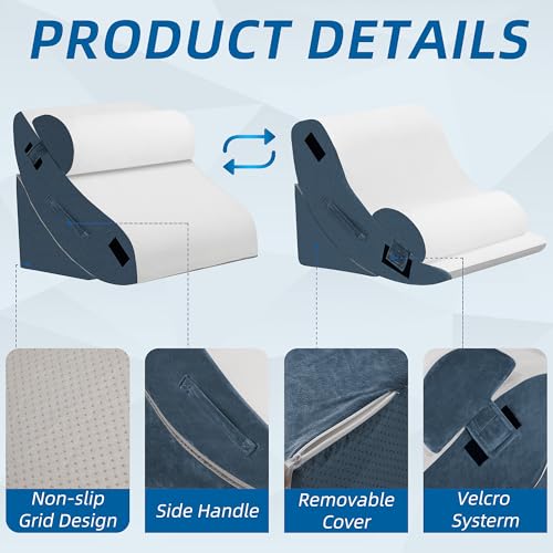 Image of HABUTWAY 4Pcs Orthopedic Wedge Pillow, Bed Pillow for Sleeping, Post Surgery Foam Wedge Pillow for Back Pain Relief, Triangle Adjustable Support Pillow with Machine Washable Cover, Blue