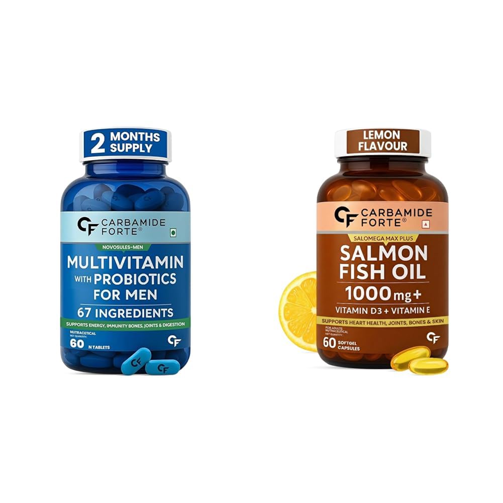 Carbamide Forte Multivitamin Tablet for Men Gym | Multi vitamin Tablet for Men | Multi Vitamin for Mens for Daily Immunity & Energy Support | 60 Tablets & Salmon Omega 3 Fish Oil Capsules 1000mg-image-12