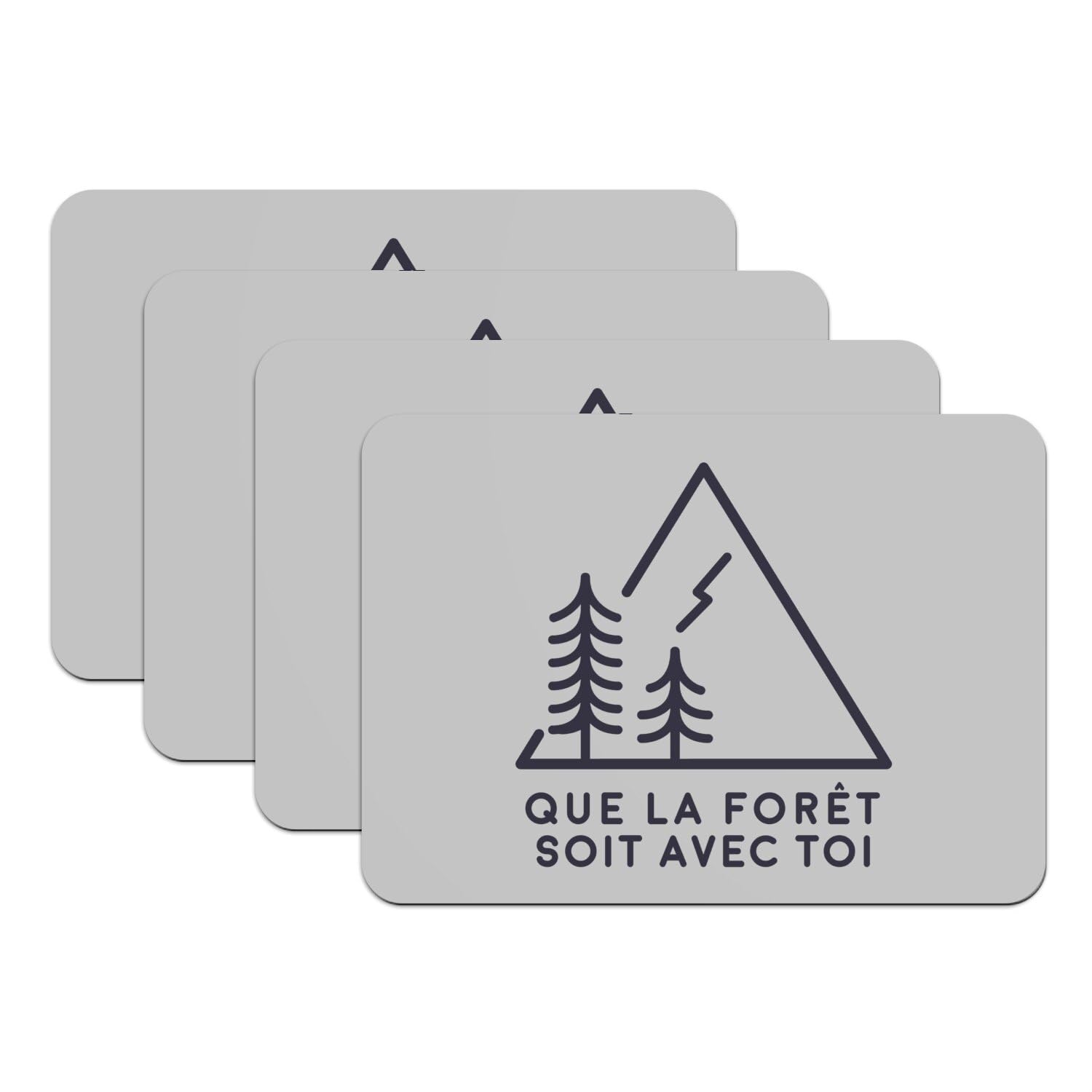 Sets de table écologie caoutchouc gris grand format 4 dessous de plat forêt