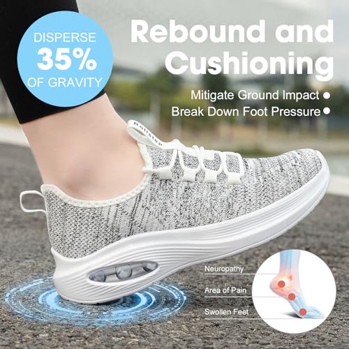 Image of Wide Toe Box Shoes Women Extra Wide Width Sneakers Air Cushion Road Running Shoes Ultra Light Tennis Gym Workout Training Shoes Breathable Walking Shoes with Arch Support