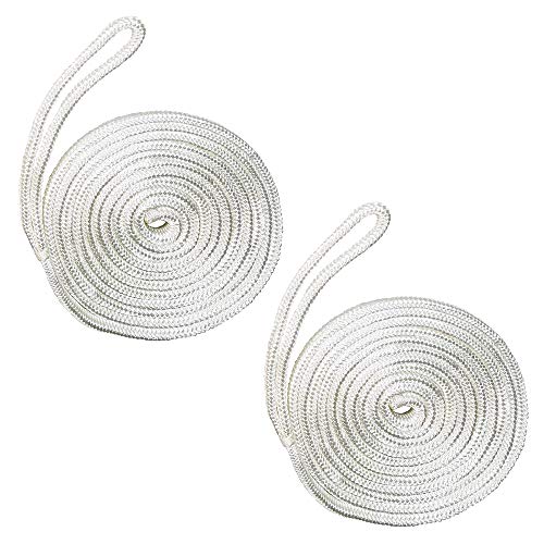 Double Braided Fender Line 3/8 Inch X 6 Feet 2 Pack (White, 3/8 Inch x 6 Feet)