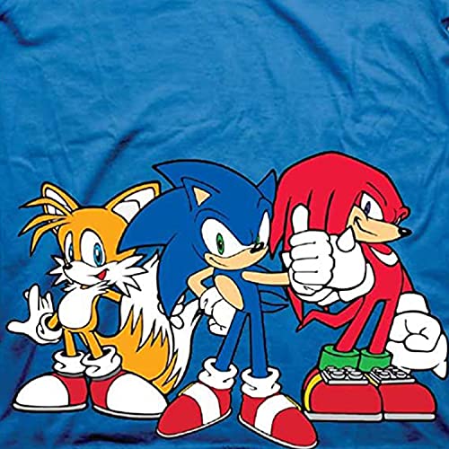 Sega Boys Sonic The Hedgehog Shirt - Featuring Sonic, Tails, And Knuckles - The Hedgehog Trio - Official T-Shirt (Royal, 4) #TOP1
