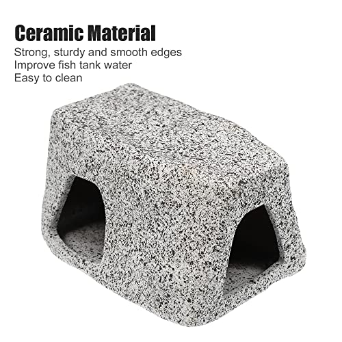 VOCOSTE 3.15x2.20x1.77 Inches Aquarium Hideaway Rock Cave, Ceramic Fish Tank Decoration Stone for Aquatic Pets to Breed Play Rest Gray - Image 3