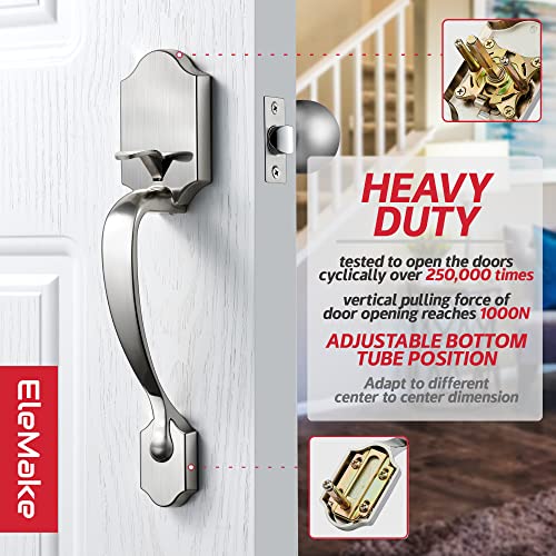 Front Door Handle - Front Door Lock Exterior/Interior Front Entry Handleset With Door Knob, Heavy Duty Keyless Entry Door Handle, Brushed Nickel Plating, Reversible Door Lever For Left & Right #TOP1