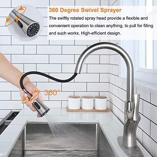 Image of ALTON TSL18075 Zinc Single Lever Sink Mixer With 3 Flow Pull-Down Sprayer, Brushed Nickel Finish