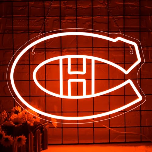 Image of Ice Hockey Neon Sign,Sports Hockey Team,Ice Hockey LED Sign,Sport Neon Lights,Hockey Light,Hockey Club Decor,Hockey Gifts for Boys,Montreal Hockey Fans,Size 16.5 * 11.4 inches(XD101)
