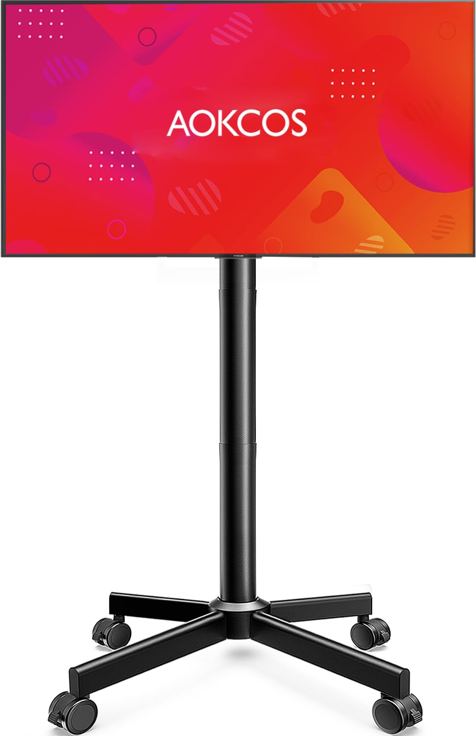 TV Cart Rolling TV Stand - Mobile TV Stand for 32-65 inch Flat/Curved TVs Holds up to 88 Lbs, Portable TV Stand on Wheels with Tilting for Living Room, Bedroom, Office, Max VESA 400x400mm