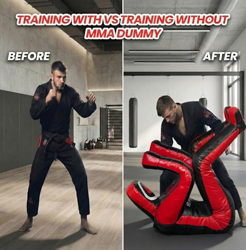 MMA Grappling Dummy 180 cm – Judo, Wrestling, BJJ, Selbstverteidigungstraining Dummy Vinylstoff Ungefüllter Boxsack für Submission- und Verteidigungsübungen (Red - Vinyl)