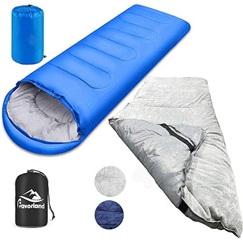 Favorland Sleeping Bag and Camping Sleeping Cot Pad Lightweight Durable for Hiking Backpacking Traveling with Compression Sack Cover