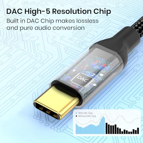 Image of Q3 Type C to 3.5 mm Audio Jack Connector with DAC Headphone Converter Adapter Compatible with iPhone 16 /15 Pro Max /15 Pro /15 Plus, Galaxy S24 / S23 /S22 /S21 /S208 & Other Type C Phones
