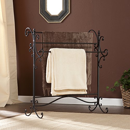 SEI Furniture Scroll 3 Blanket Rack - Store Quilts, Comforters, Towels - Elegant Iron Metal Frame