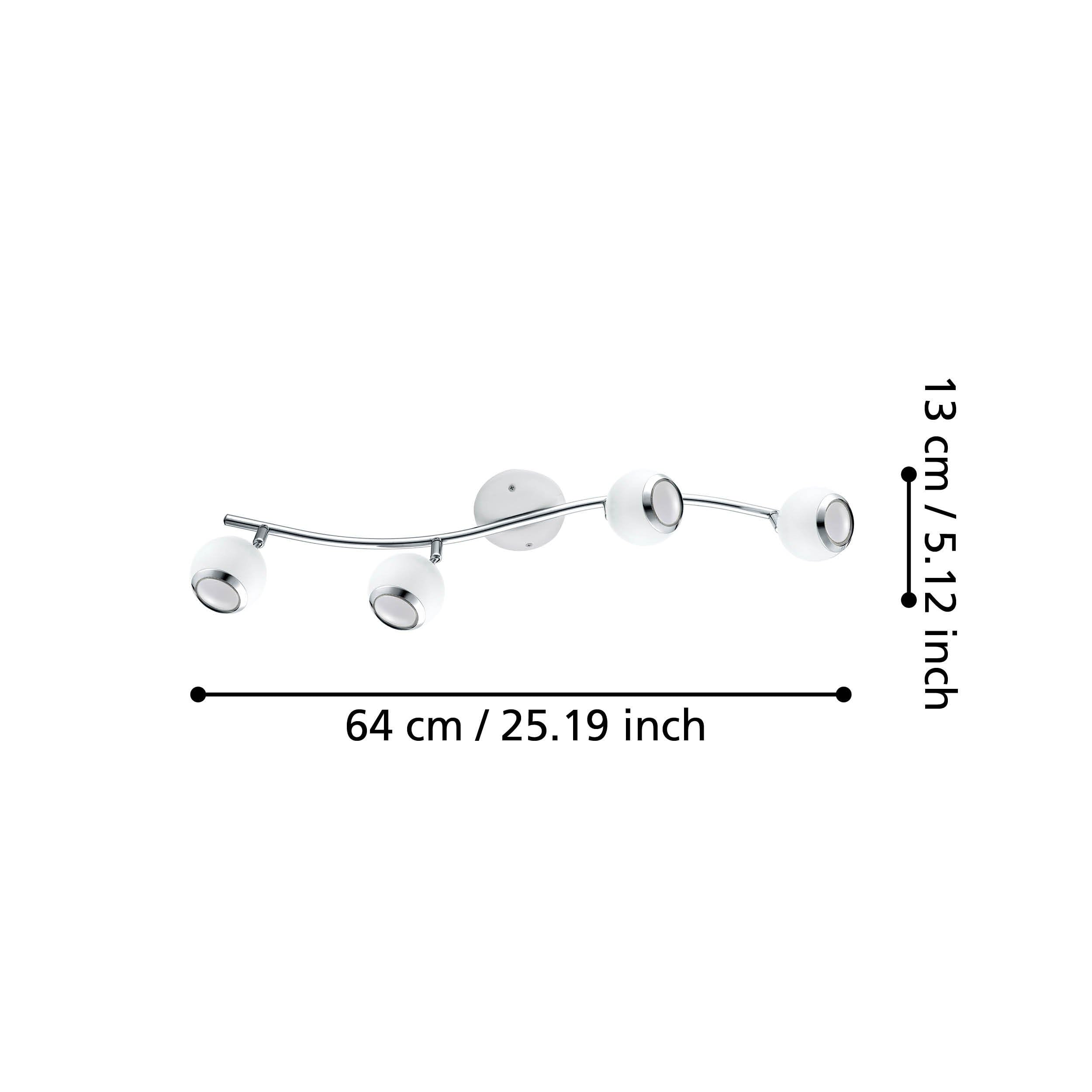 Eglo LED lámpara de techo Bimeda, lámpara de techo con 4 luces, focos | de metal en blanco y cromo, lámpara para salón, spots con bombillas GU10, luz cálida