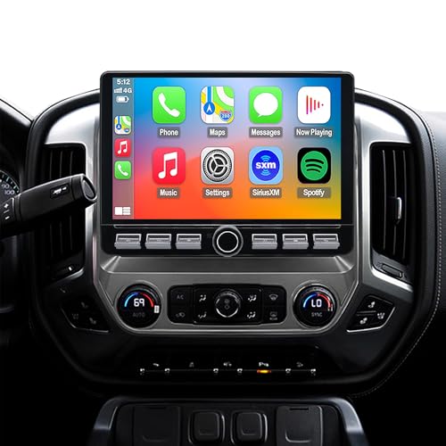 4G LTE QLED Radio for Chevrolet Chevy Silverado GMC Sierra 2014-2018 Radio Upgrade,8-Core CPU Touch Screen Stereo,Wireless CarPlay & Android Auto,Support Camera and SWC, Doesnt Support Bose Sound