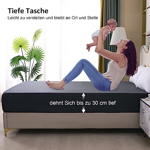 ohano Wasserdichter Matratzenschoner 140x200cm Spannbettlaken und Atmungsaktive Matratzenbezug, Inkontinenzauflage,Nässeschutz Bettlaken Spannbetttücher,für alle Jahreszeiten-Dunkelgrau