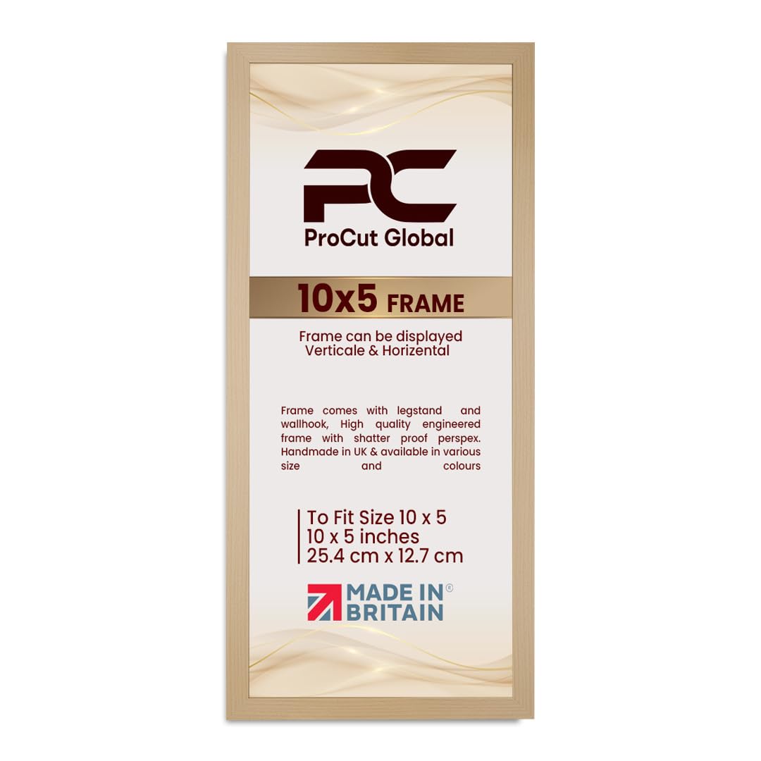 Procut Global 10X5 Country Pine Picture Frames - Modern Wooden Photo Frame with Shatterproof Perspex for Wall or Tabletop - Perfect for Posters, Certificates, Prints - Sizes & Colors Available — image 1