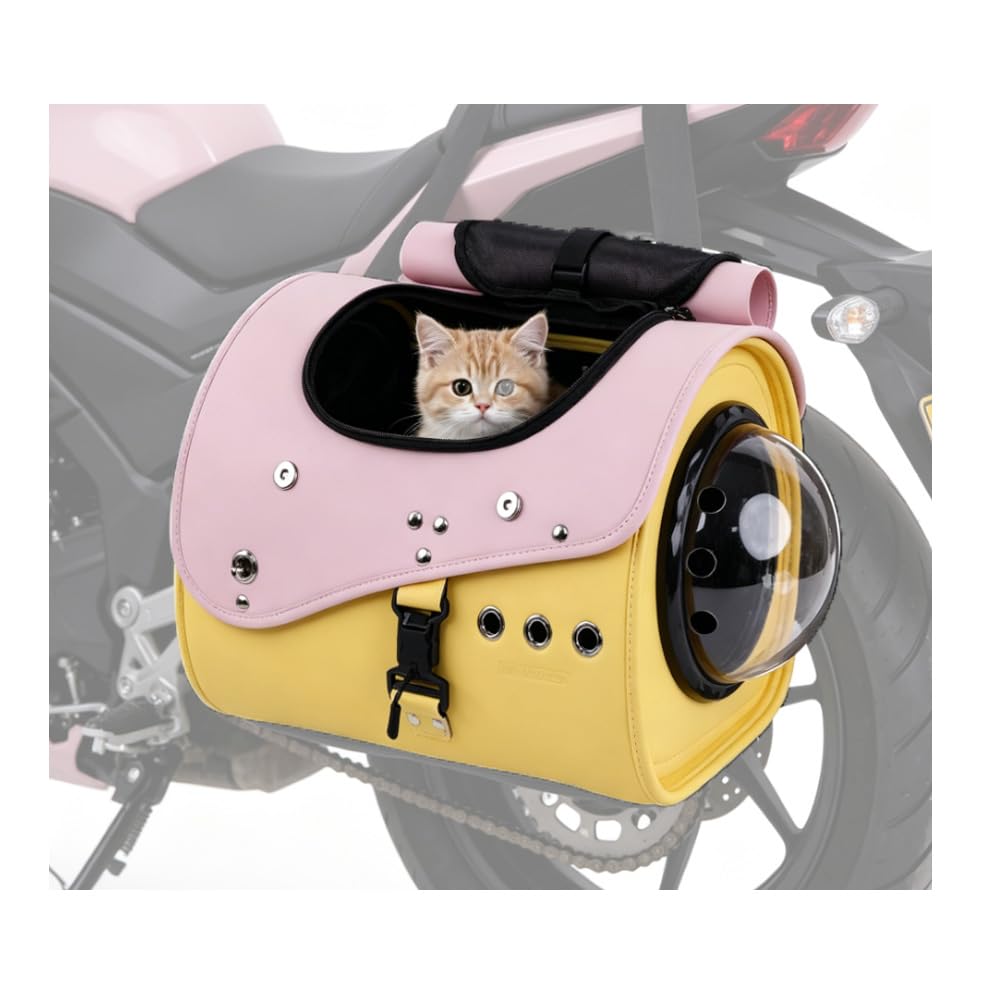 Trasportino per cani e gatti per Ducati Panigale V4 S 2018, trasportino portatile per animali domestici, resistente alle intemperie, a prova di fuga, rosa + giallo