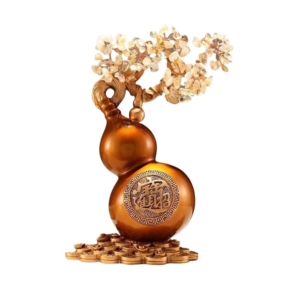Fortune Crystal Trees Living Room Wine Cooler Ornaments, Fortune Gourd Crystal Tree, Home Office Decorations(Beige)