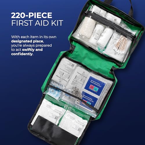 Gatarn 220 Piece First Aid Kit Bag | Includes Eyewash, 2 x Instant Cold Ice Packs & Emergency Car Blanket | Complete Medical & Survival Kit for Home, Car, Office, Caravan, Travel & Sports - Image 3