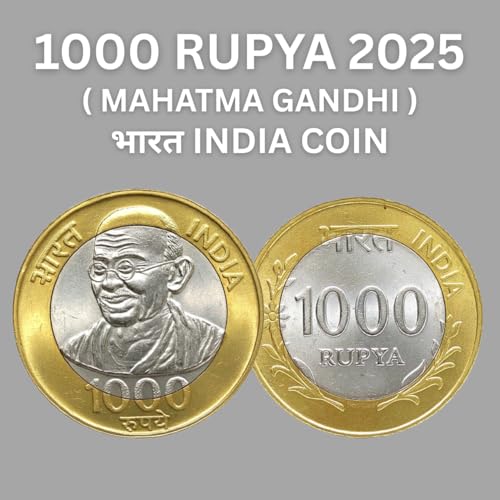 Image of 1000 Rupees, India Fantasy Rare Bi-Metallic Coin (Mahatma Gandhi TY-2)