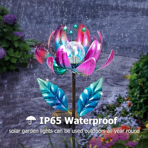 Image of Outdoor Garden Decor Solar Spinners Lights - Metal Wind Spinner Solar Lights for Yard, Patio, Garden Lawn Oranments