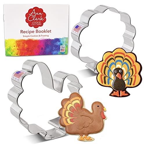 Thanksgiving Turkey Cookie Cutters 2-Pc.Set Made in USA by Ann Clark, Turkey, Front Facing Turkey