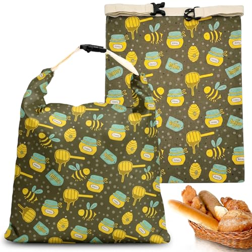 Sacs à pain en cire d'abeille pour le levain, 17x13 pouces, en coton de qualité alimentaire, réutilisables, pour garder au frais, pour la maison et la boulangerie, 2 pièces