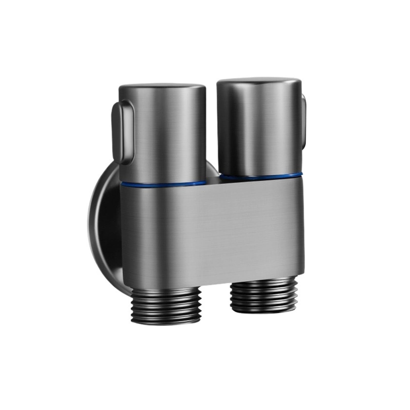 Zinc Alloy Wall Mount Angle Valve One in Two Out Bidet Sprayer Set Bathroom Toilet Accessories(Gray)