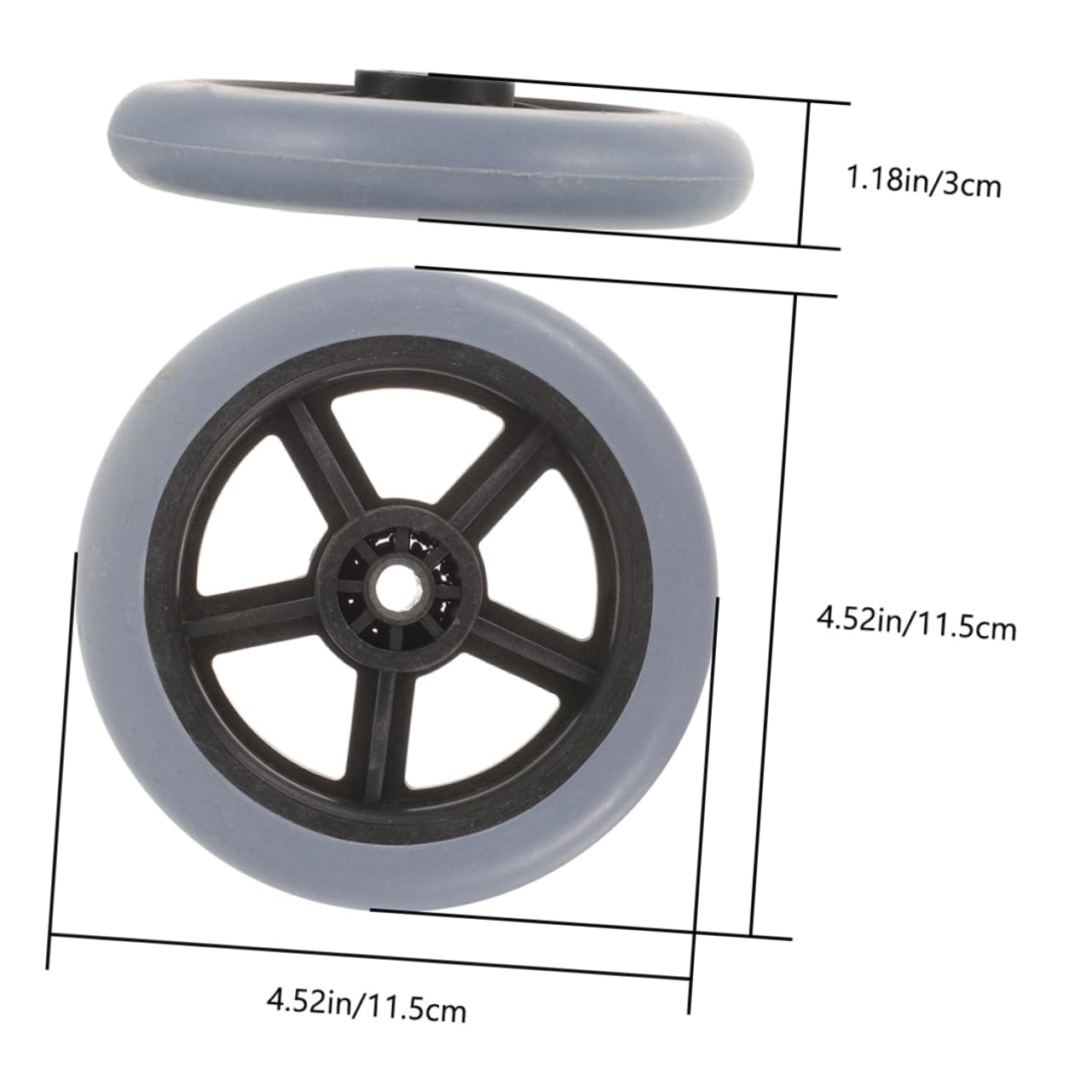 PACKOVE 4pcs Heavy Duty Wheelchair Front Wheel Replacement Caster Wheels Nonslip Accessory for Enhanced Maneuverability and Stability Various Settings Durable and Versatile Wheelchair