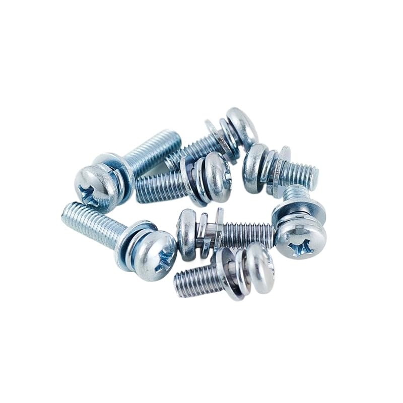 Tornillos SEMS de cabeza plana Phillips de acero galvanizado con arandelas de resorte planas M2.5-M6 (M5 x 20 mm, 200 piezas)