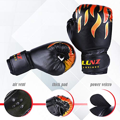 Luniquz Kids Boxing Gloves for Punching Bag Training, 4 OZ 6 OZ Fit 3 to 14 YR, Black - Thumbnail 6