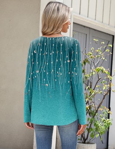 Image of Zeagoo Long Sleeve Shirts for Women Fall Tops Casual Dressy V Neck Blouses Boho Tunic Western Clothes Vacation Outfits