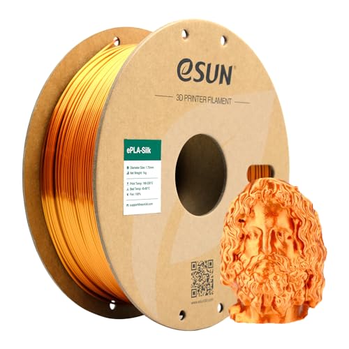 Image of eSUN Silk Metal PLA Filament 1.75mm, Silky Metallic 3D Printer Filament PLA, Dimensional Accuracy + /- 0.05mm, 1KG Spool (2.2 LBS) 3D Printing Filament for 3D Printers, Silk Copper