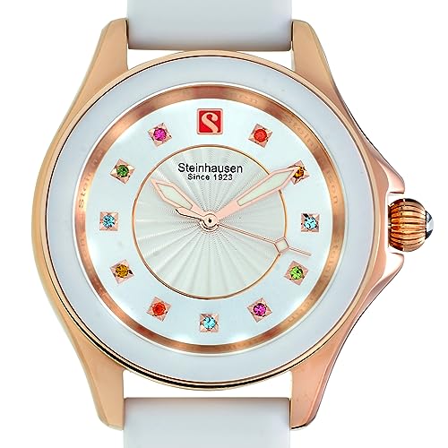 Arbon Collection White Stainless Steel Women's Watch with Extra Blue Silicone Interchangable Band2