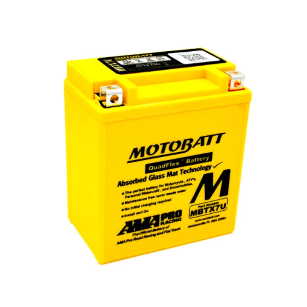 MOTOBATT - Batteria Moto AGM MBTX7U | 12V 8.0Ah 130CCA | Sigillata Attivata in Fabbrica | Compatibile con YTX7L-BS, YTZ8V | Compatibile con Honda, Yamaha, Kawasaki, Suzuki, BMW e tutti