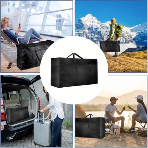 YUEcthynous 2 Stück 120L Extra Große Aufbewahrungstasche, 600D Oxford Heavy-Duty Umzugstaschen mit Reißverschlüssen Handgriff, wasserdichte Tragetaschen für Kleidung, Decken und Kissen