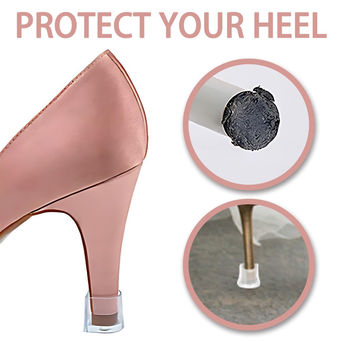 6 Paires Protège Talons Transparents - 3 Tailles (S/M/L) - Pour Talons Aiguilles - Anti-dérapant, Évite L'Enfoncement