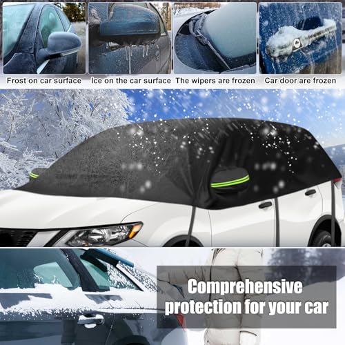 Image of Half Car Cover Compatible with Nissan Rogue 2008-2025, All Weather Protection with Side Mirror Cover, Top Roof Protector for Snow Ice Hail Rain Sun Protection