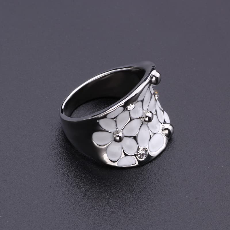 Women'S Ring Enamel White Flower Luxury Party Engagement Weddiing Jewelry Accessories4