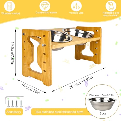 bssmmai Hundenapf Erhöht, Rutschfestes Höhenverstellbarer Futternapf Hund Erhöht mit Gestell, 5 Einstellbare Futterstation Hund mit 2 Hundenapf Edelstahl für Kleine Hunde