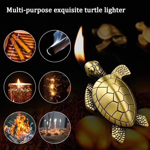 Encendedor de antorcha con forma de tortuga, recargable, llama ajustable miniatura 3