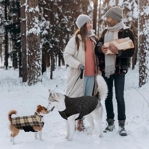 Image of Kuoser Waterproof Dog Coat, Warm Reversible Dog Jacket with Leash Hole