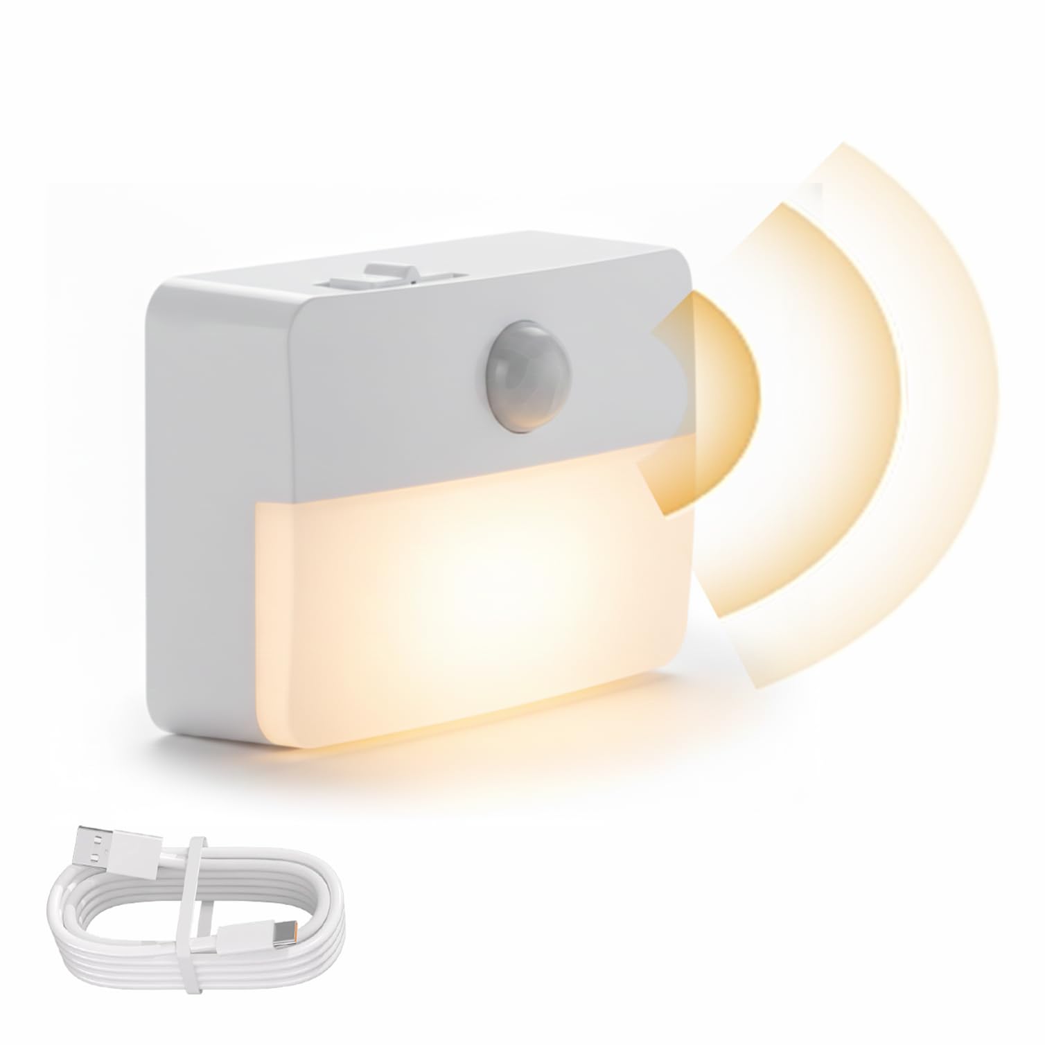 Coolilumi Motion Sensor Night Light Indoor, Rechargeable LED Stair Lights, Warm White Stick-On Closet Lights, Battery Operated Hallway, Cabinet, Bedroom, Kitchen Lamps (White) — image 1
