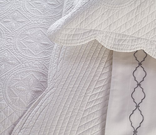 Calla Angel Sage Garden Luxury Pure Cotton Quilted Pillow Sham, Euro, 26x26, White - Image 5