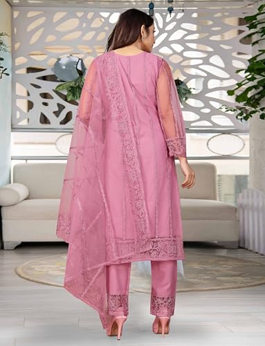 Image of Women Net, Cotton Rayon Kurta Pant with Dupatta Set (VVS1003-1)