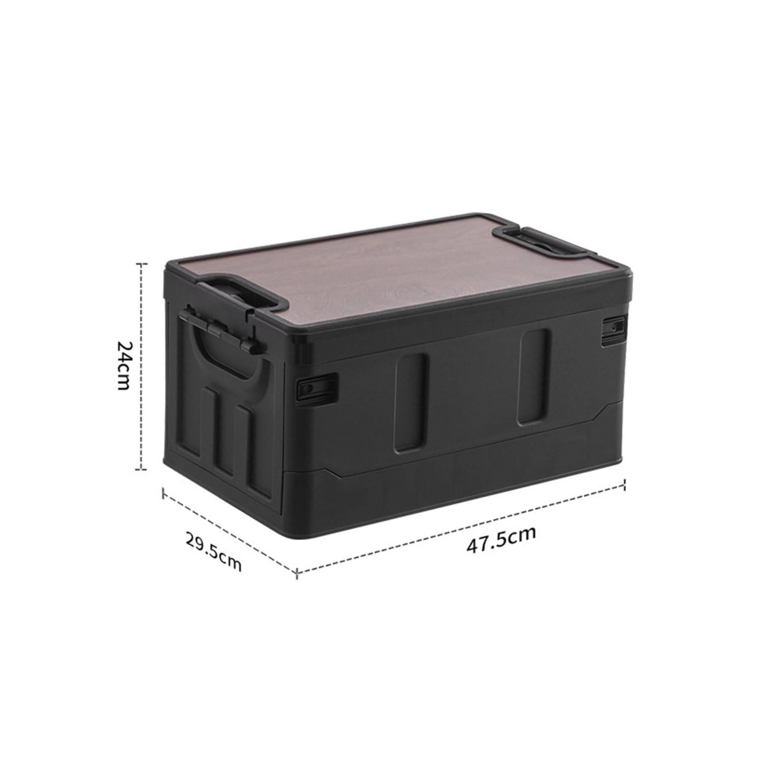 Kofferraum Organizer Transportkiste Faltkiste Klappbox Aufbewahrungskiste aus Polypropylen Bis 50kg mit Griffen für Outdoor Balkon, Schwarz, 35L