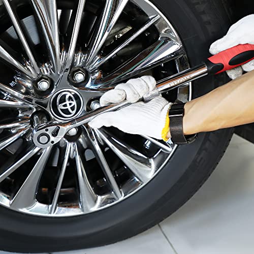 Image of 3-Piece Extendable Ratchet Set 1 /4 3 /8 1 /2 Inch | Extendable Socket Wrench, Ratchet Wrenches Set 72-Tooth Quick-Release, Soft Grip Handle with Storage Tray