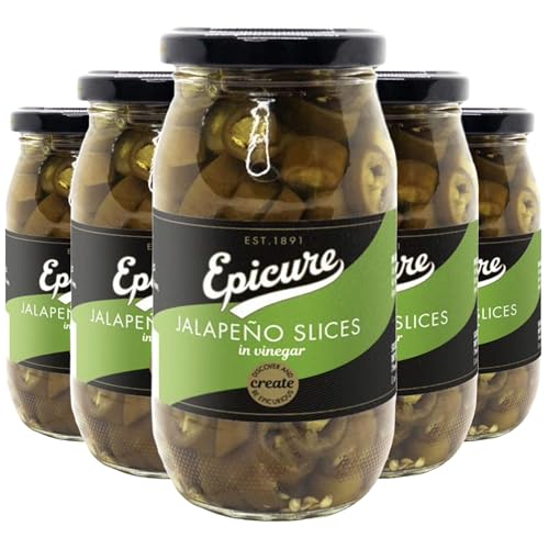 Epicure Green Jalapeno Slices Tangy Spicy Flavour 350 g (Pack of 12)
