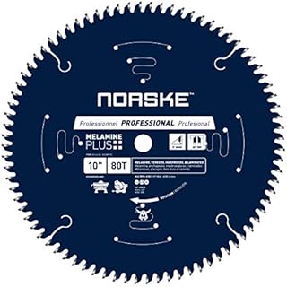 Norske Tools NCSBP273 10 inch 80T Melamine Plus Saw Blade for Ultra-Smooth Cutting of Melamine, Laminates, Hardwoods and Laminate Flooring 5/8 inch Bore
